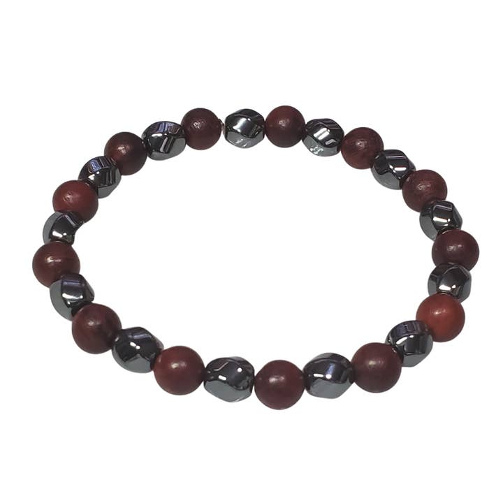 MARCAVI HEMATITE BURGUNDY WOOD BRACELET for wholesale by Marcavi