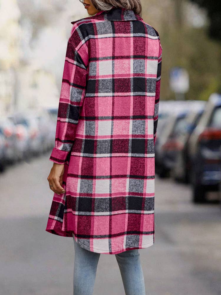 eLook - Wholesale Coat - Women's - SZ1-JK8211 Plaid Button Down Long Coat27