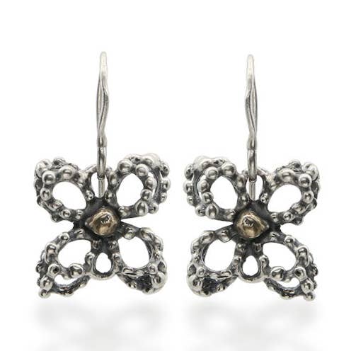 Dew Drop Dangle Earrings in 925 Silver and Bronze - ORA044 for wholesale by Mandile Gioielli