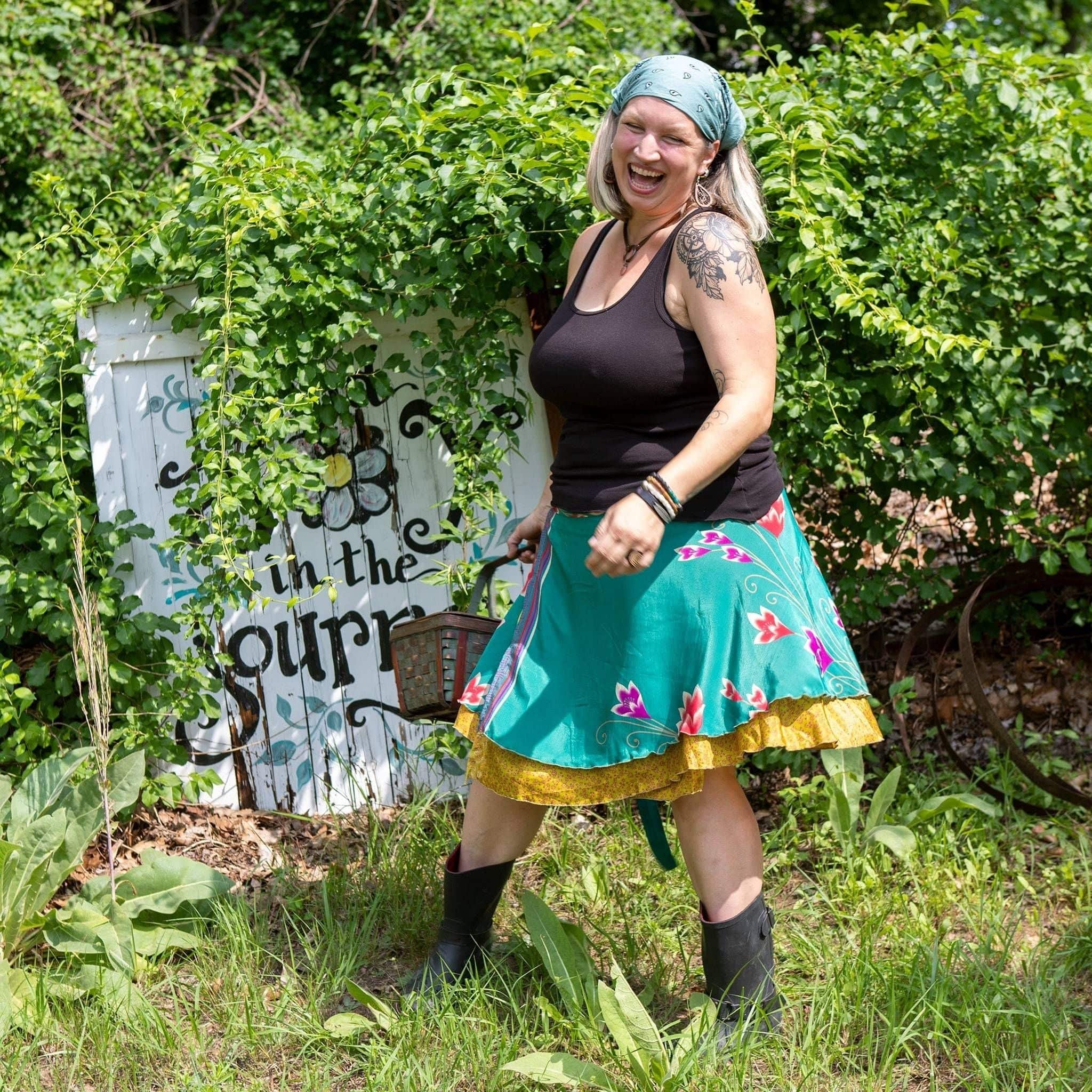 Darn Good Yarn - Wholesale Skirt - Women's - Knee-Length: "Mini" Sari Wrap Skirts19