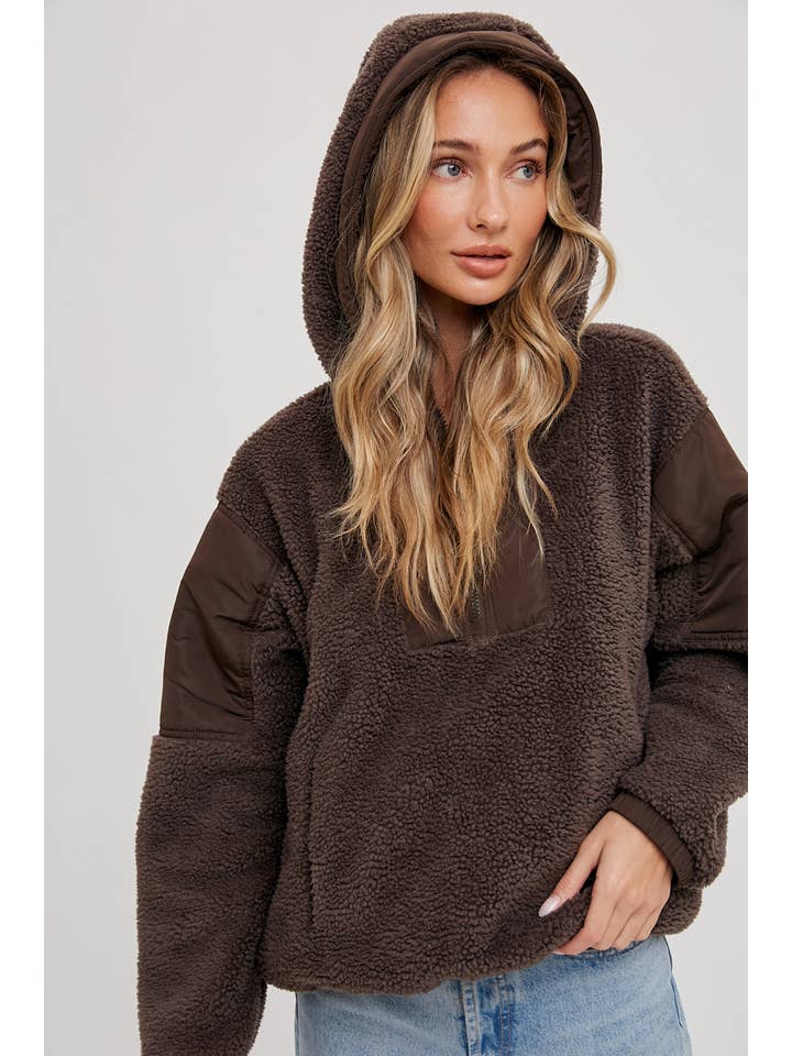 Bluivy - Wholesale Hoodie - Women's - FAUX SHEARLING CONTRAST HOODIE13