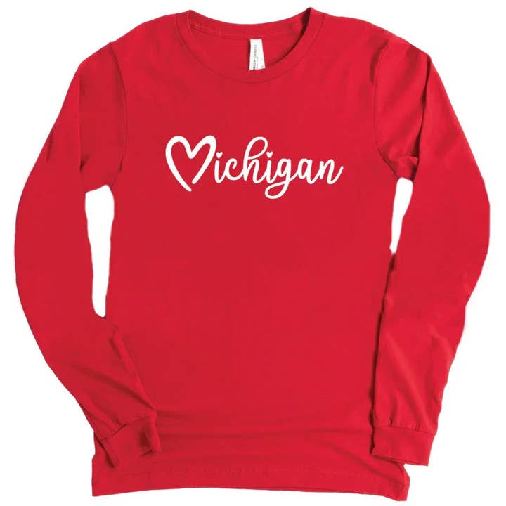 Michigan Love long sleeve tee for wholesale by MICHIGAN VIBES