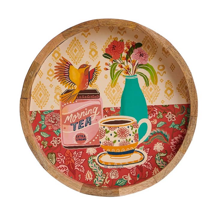 Chumbak Good-Old Tea Palampore Tray- Brown for wholesale by Chumbak