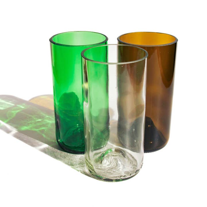 Ethical Global - Wholesale Drinking Glass/Cup - Plain Eco Drinking Glasses Upcycled 2 Pack - 12 /16 Oz.