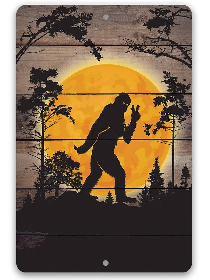 Big Foot in the Woods - Metal Sign for wholesale by Lone Star Art Metal Signs