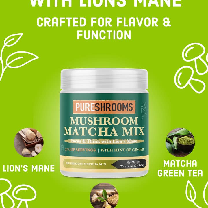 PureShrooms Inc. – Engroshandel Sundheds-/detox-te – Svampe Matcha Grøn Te Mix 37 Portioner