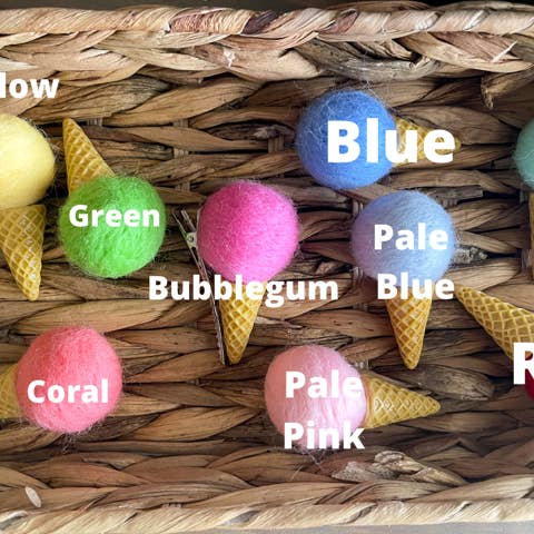 Made With Magic - Wholesale Hair Clip - Kids - Ice Cream Cone Felt Shaped Hair Clip1