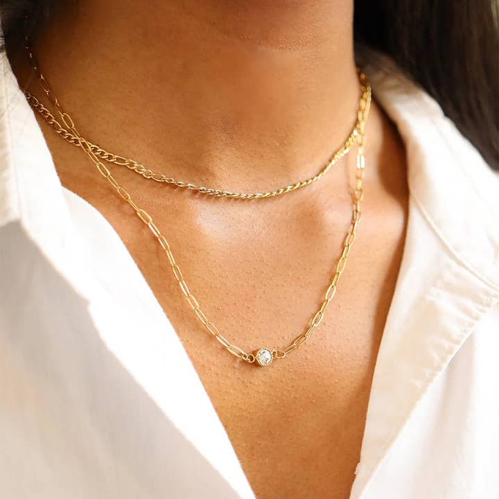WJW - Wholesale Individual Charm/Pendant - 18K Gold PVD Stainless Steel Birthstone Connector Charm