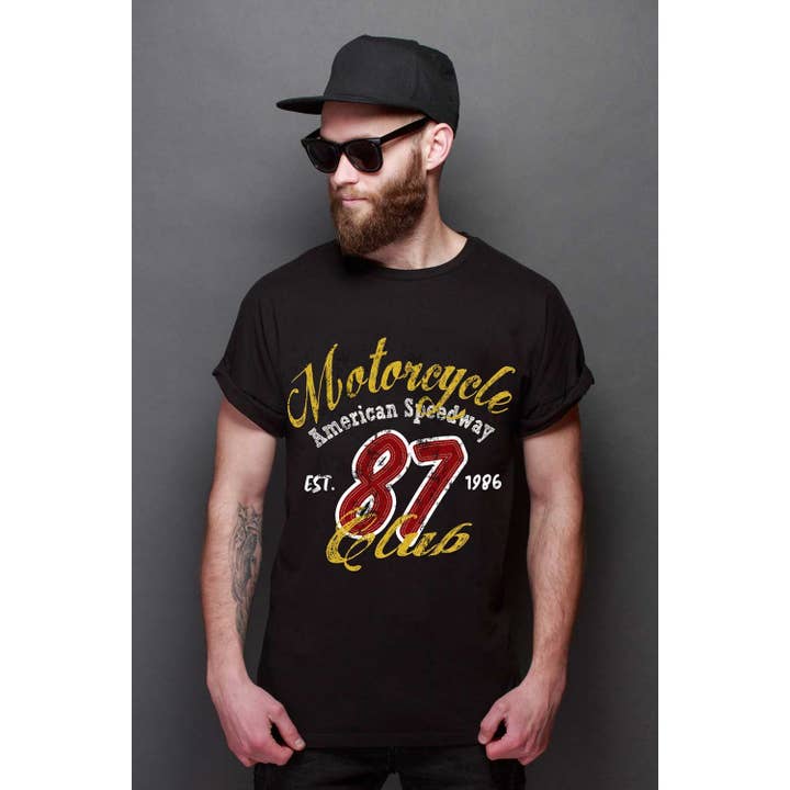 MOTORCYCLE 87 CLUB SHORT SLEEVE TEE for wholesale by Art by Forgrand