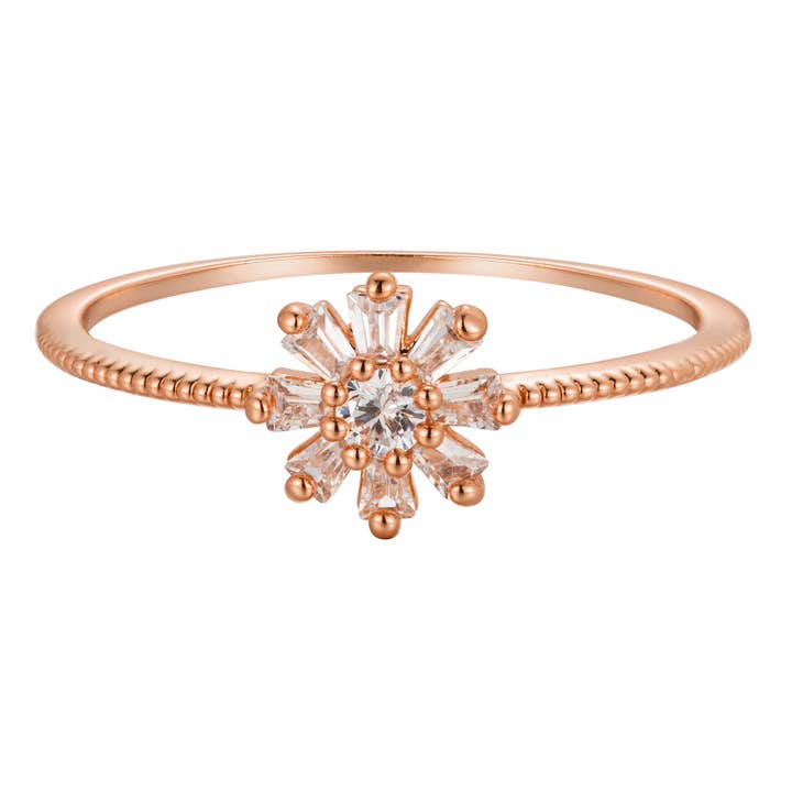 Anel de cluster de flores com Cz por atacado de Heilo Jewelry