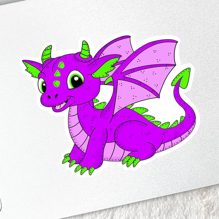 Purple Dragon Waterproof Sticker for wholesale by Candid Adventures Boutique