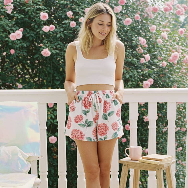The Blissful - Wholesale Sleepwear Bottom - Women's - Personalized Hydrangea Sleepwear Floral Shorts Pajama 3