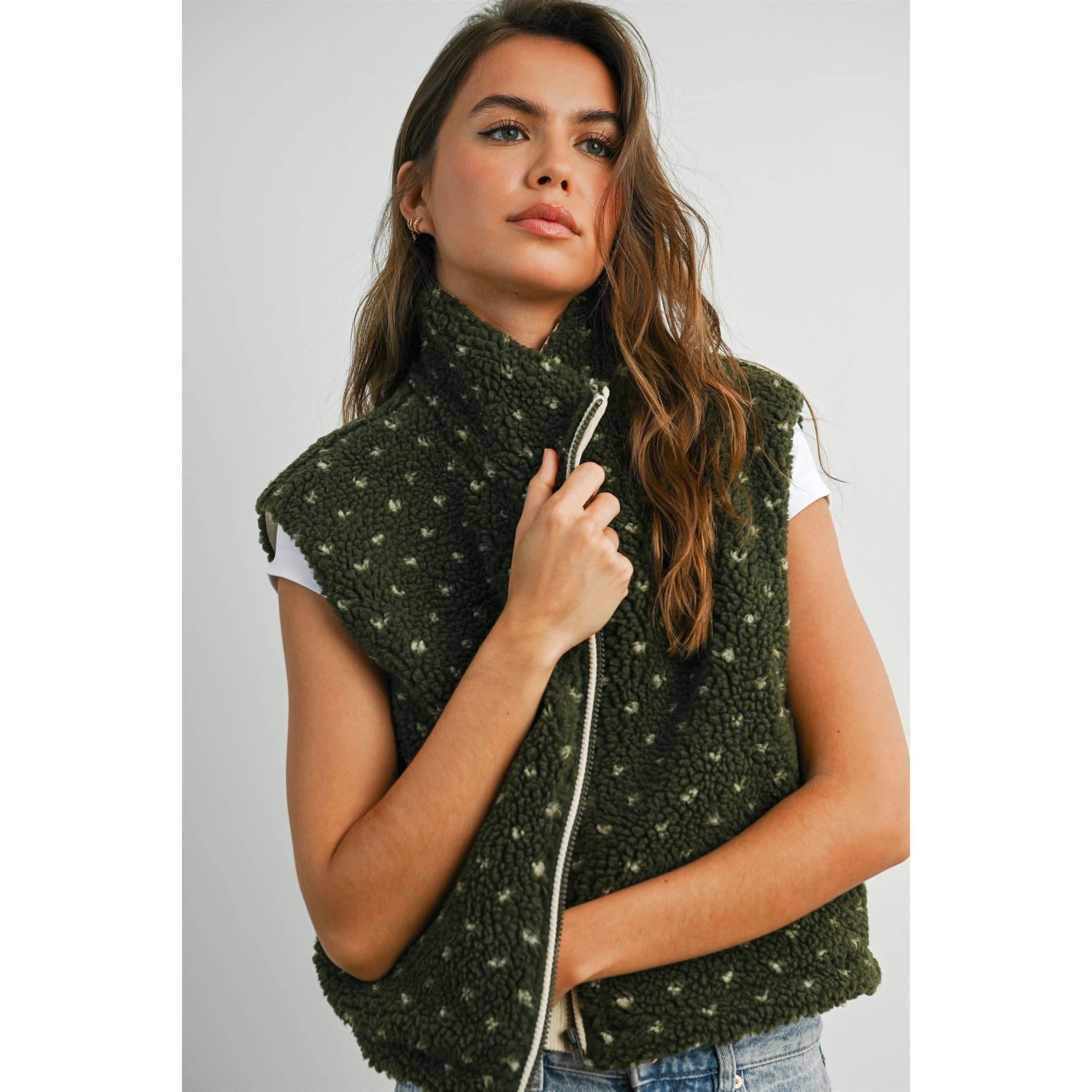 BUTTERMELON - Wholesale Jacket - Women's - Floral Fleece Sleeveless Vest - BMJ784927