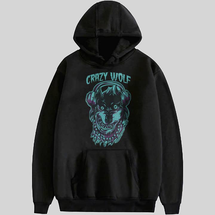 Crazy Wolf Youth Hoodie for wholesale by Emogifts