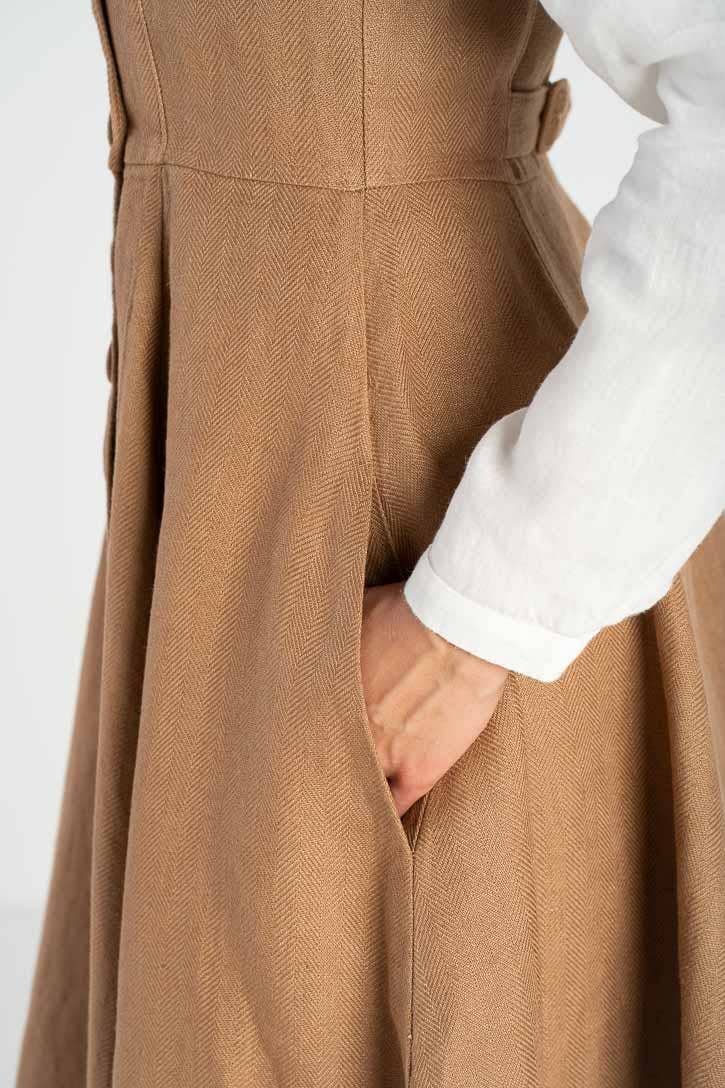 Son de Flor - Wholesale Dress - Women's - Rosa – Midi Linen Dress with Double-Button Front16