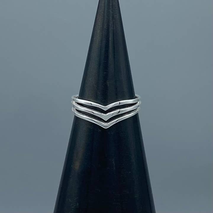 Squared Triple Chevron Band Ring for wholesale by Something Silver