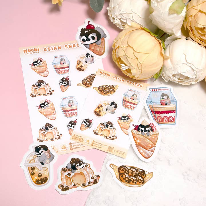 BeeluArt - Wholesale Sticker - Asian Snacks Ice Cream Penguin Glossy Cute Sticker 2.5"1