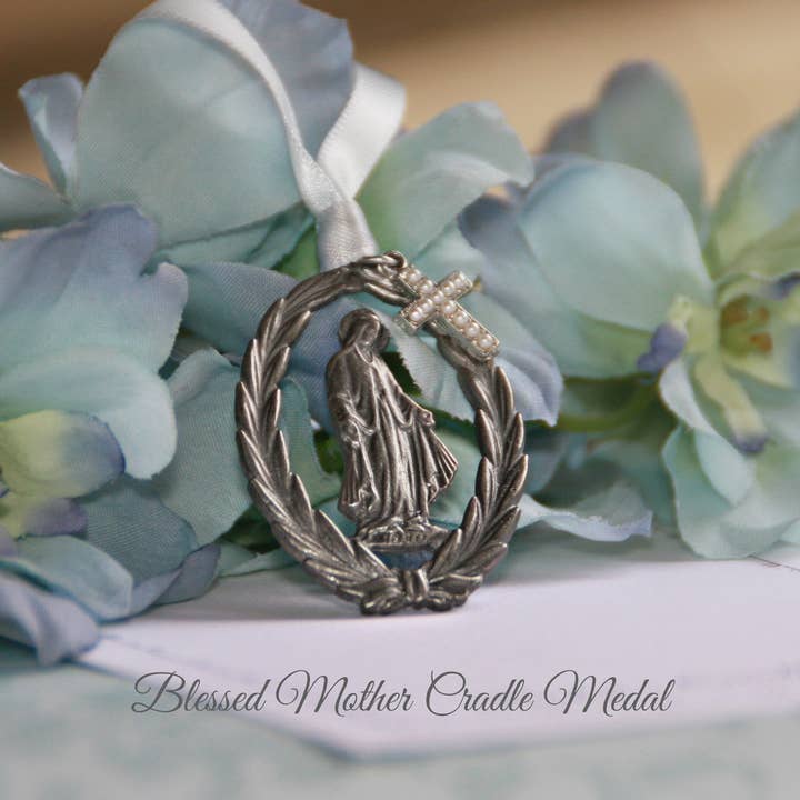 Catholic Mary Beautiful Cradle Medal for Baby Gift CJ-376 for wholesale by Collectables America