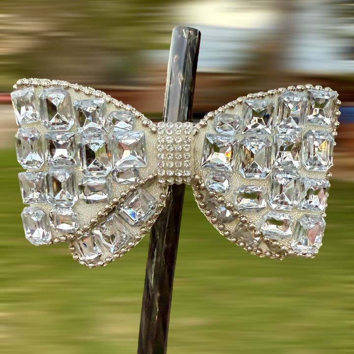 White Jeweled - Boujee Tumbler Bow for wholesale by Olive Lane Accessories