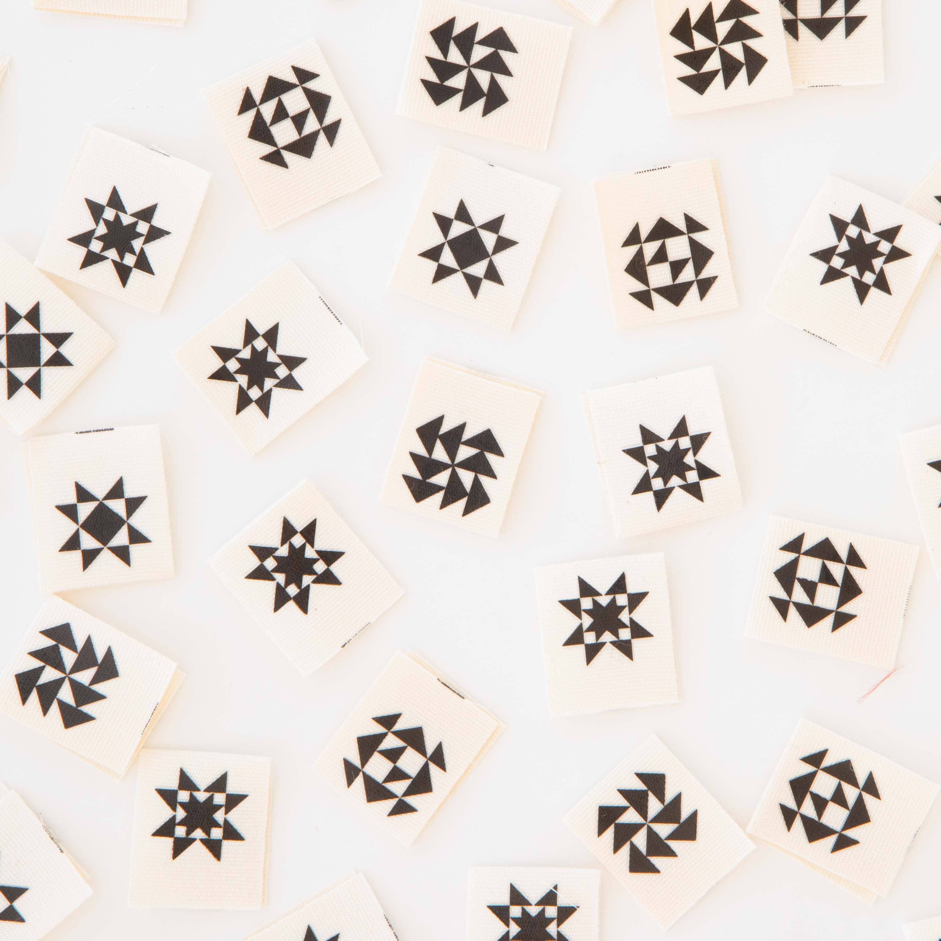 Sarah Hearts – wholesale Craft supplies – Black Quilt Block Multipack - Sewing Organic Cotton Quilt and Garment Labels2