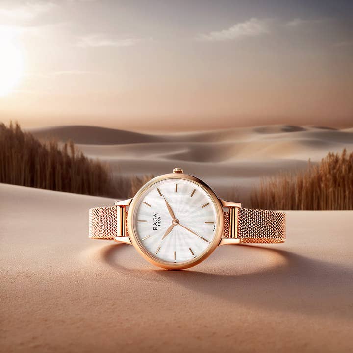 Titan Raga Power Pearls Quartz Analog Mother Of Pearl Dial Metal Strap Watch for Women for wholesale by Titan