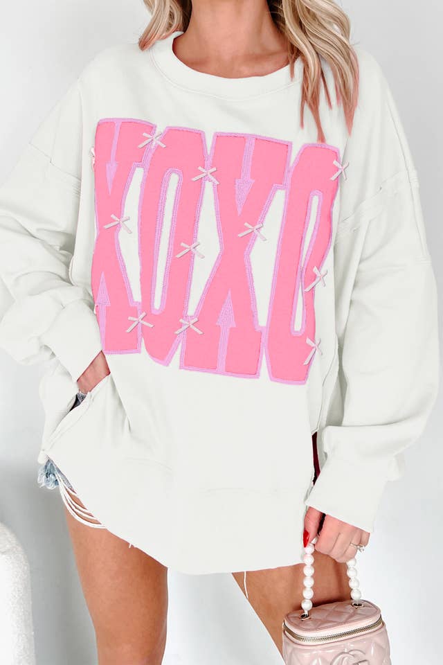 fashionworks - Vente Sweat-shirt – femme - Sweat-shirt ample à coutures apparentes imprimé Valentine Sequin XOXO3