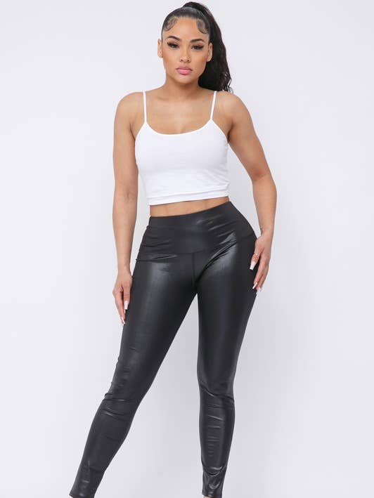 Legging de cheville taille haute en PU pour la vente par Boswell