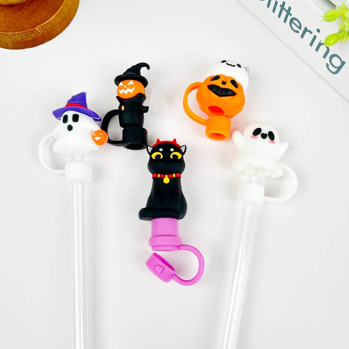 SoapElenGlen - Wholesale Drinking Straw - Halloween Series Straw Topper,Ghost Straw Cover