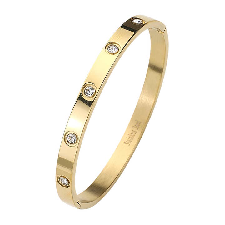 Sensibling Corp. - Wholesale Bangle Bracelet - Stainless Steel Crystal Embellished Bangle Bracelet
