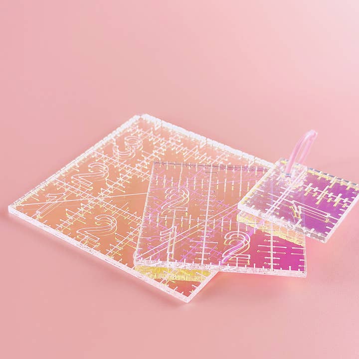 Feral Notions - Wholesale Craft Tool - Mini Squares Set - Iridescent quilting rulers2