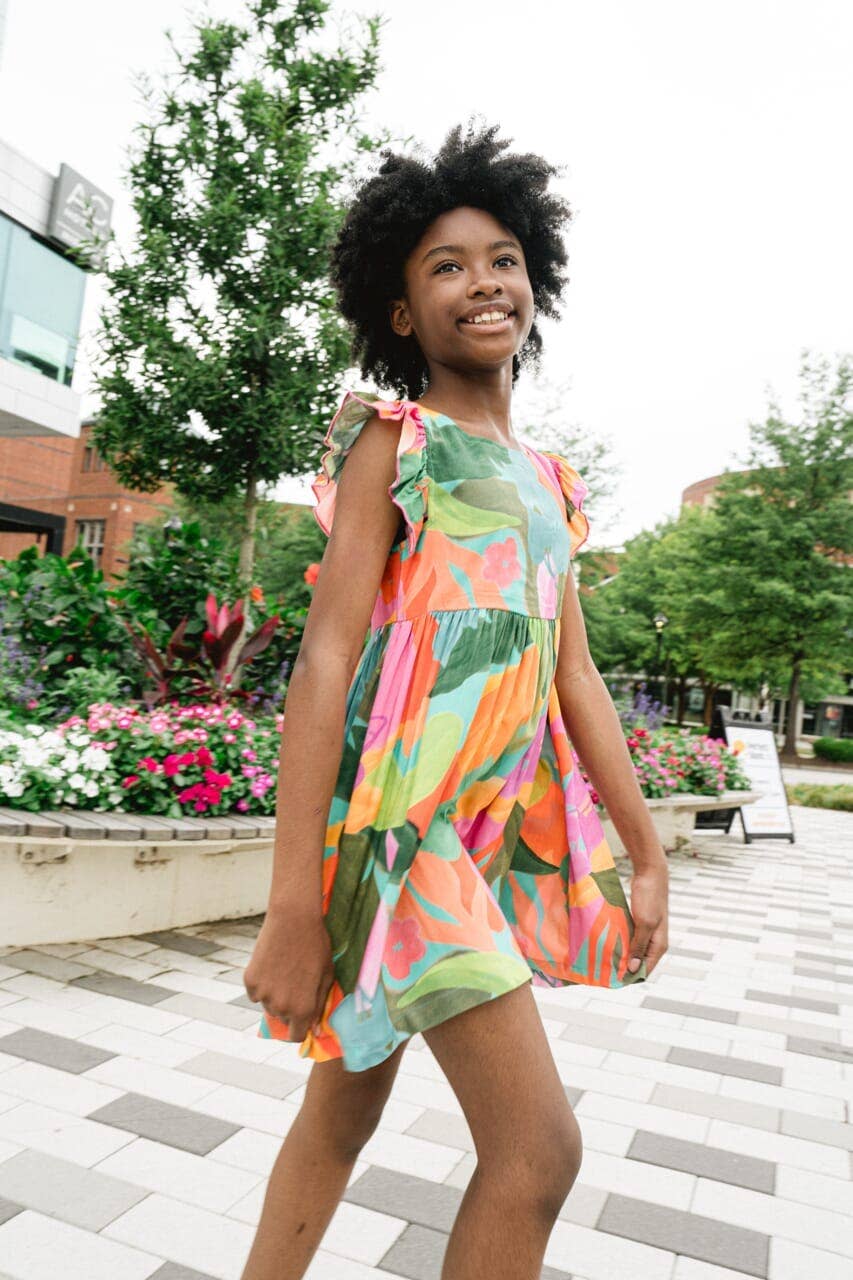 Briton Court - Wholesale Dress - Kids - Girls Maya Dress- Lime Punch2