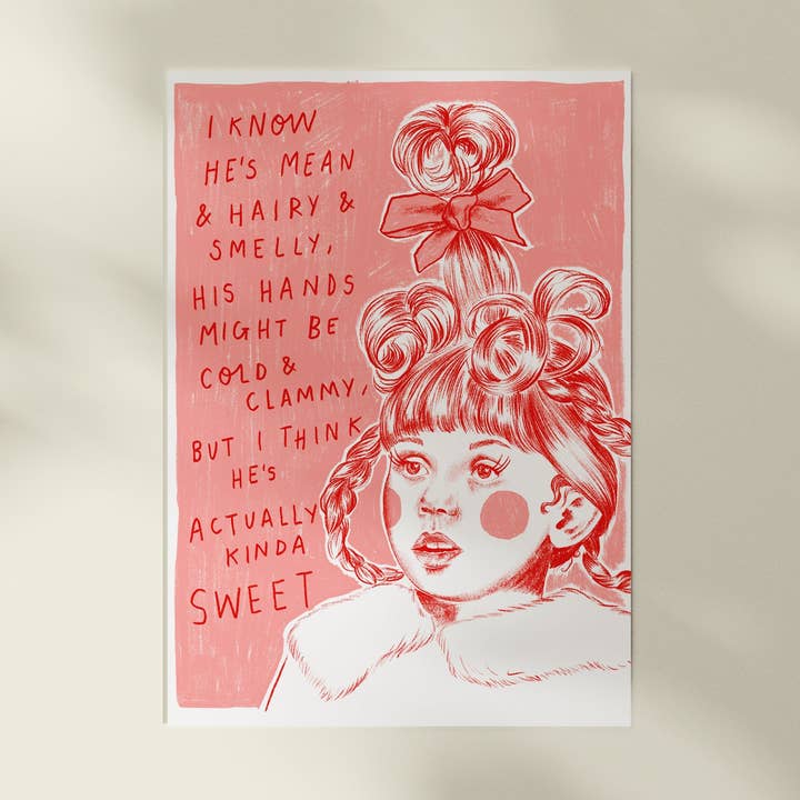 'Cindy Lou Who' A4 Christmas Art Print for wholesale by Spilt Milk Press