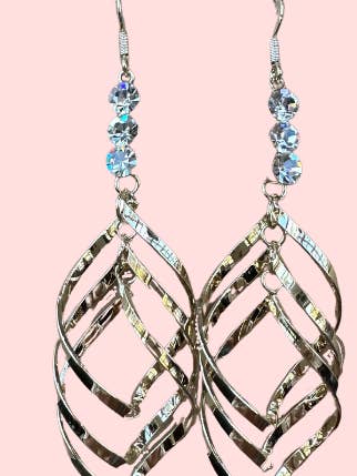 Serena Crystal Dangling Hoop Earrings (Silver or Gold) for wholesale by A Real Logic (ARL)