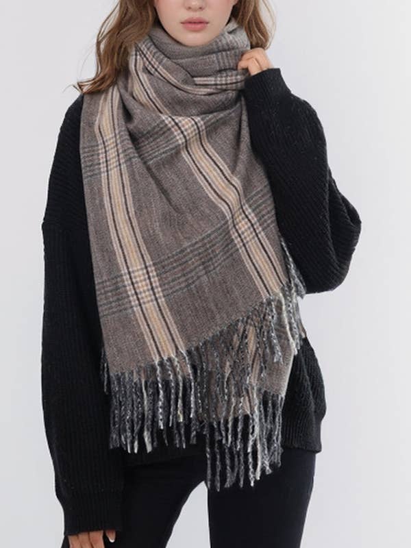 2+ Vintage Quasten-Karo-Schals DPKS0911 für den Großhandel von Dipped Shop