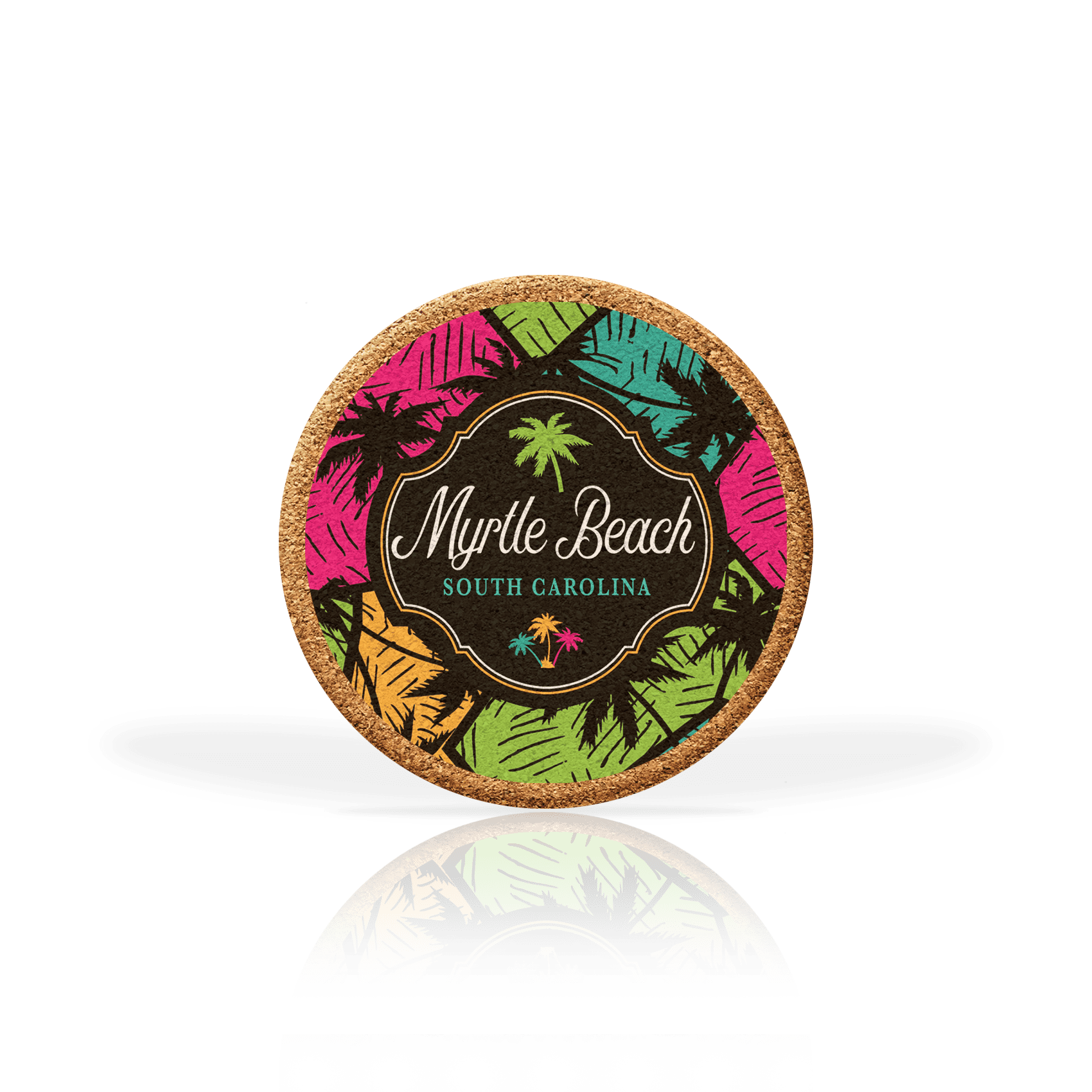 Matrix – wholesale Underlägg – Anpassad tropisk blommig på Black Cork Coasters Collection9