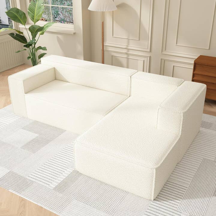 Modular Sectional Sleeper Sofa L-Shape Chaise White for wholesale on Faire