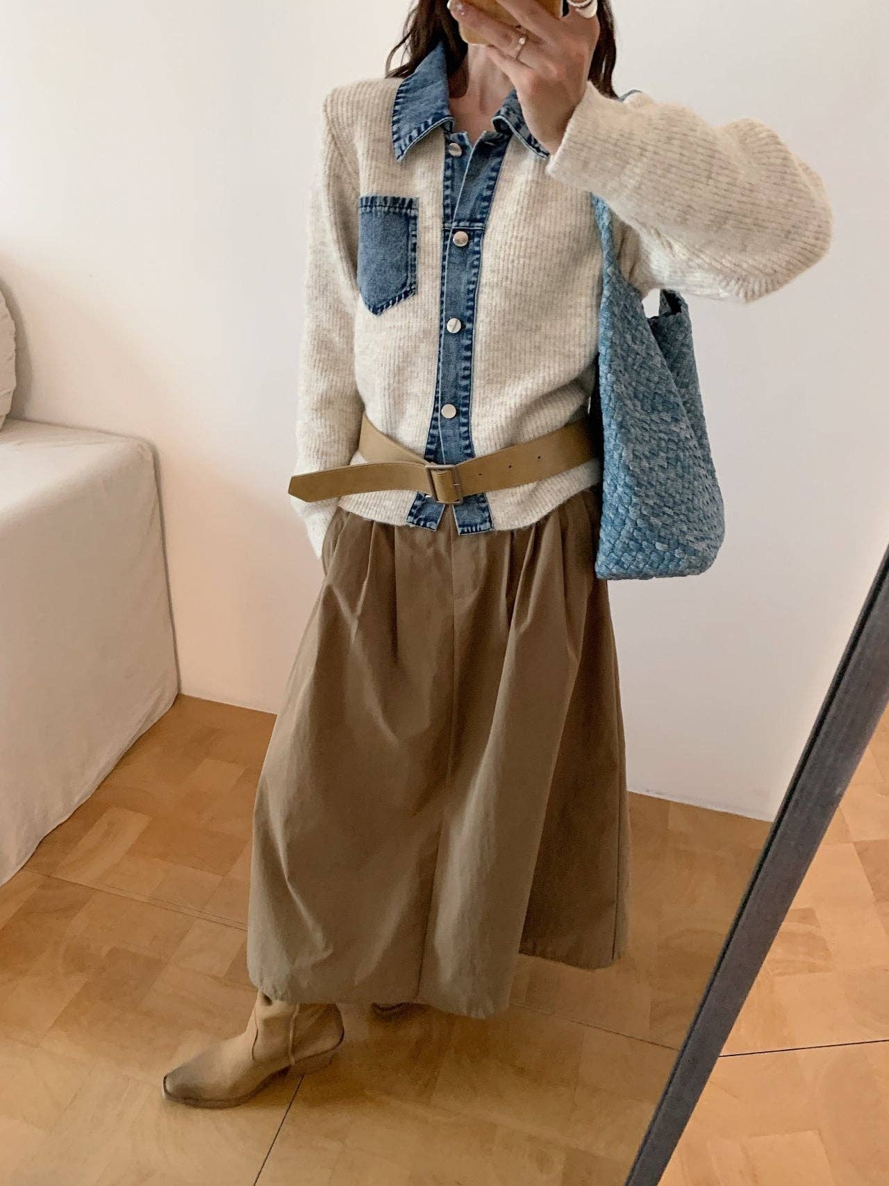 Little Light - Wholesale Jacket - Women's - Denim Layered Pocket Knit Jacket7