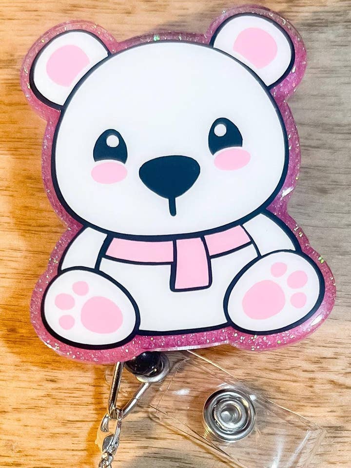 Isbjørne Badge Holder | Jule Badge Holder | ID Holder | Udskiftelig Perle Badge Holder for engroshandel hos Hollow Grove Designs