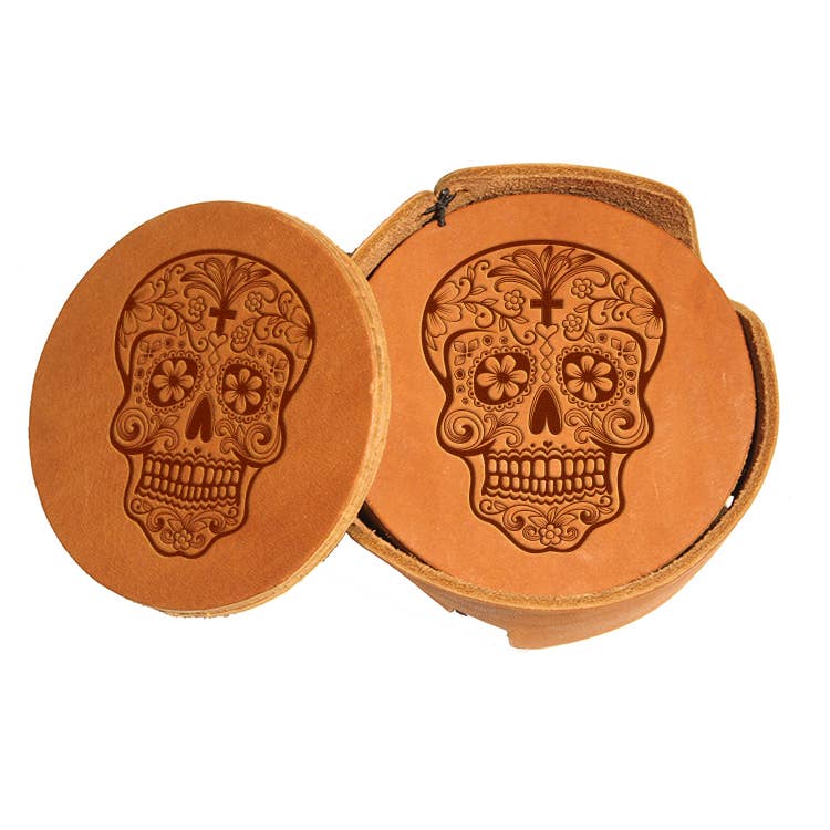 Oowee Products - Wholesale Coasters - Retail Ready Pick-A-Logo Leather Round Coasters Set13