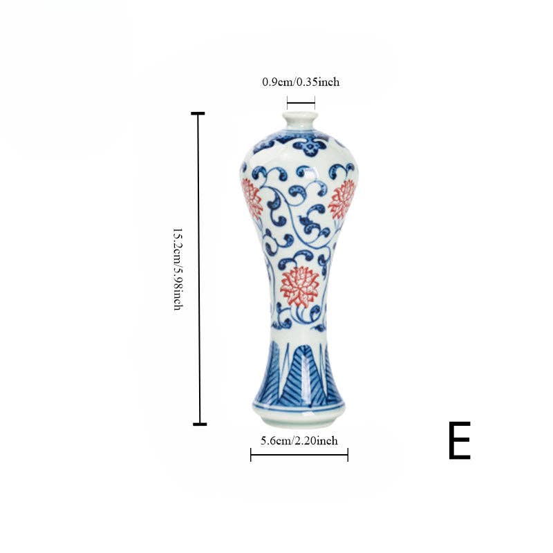 Gohobi （We cover U.S. import duties） - Wholesale Vase - Gohobi Hand-painted Blue and White Porcelain Vase (Red Flowers)4