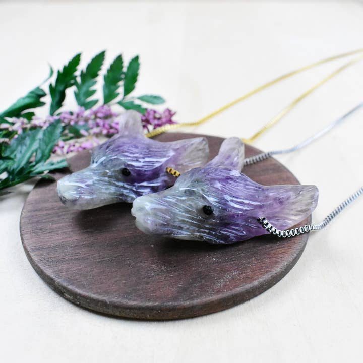 Fluorit Wolf Halsband för wholesale av Ewelina Pas Jewelry