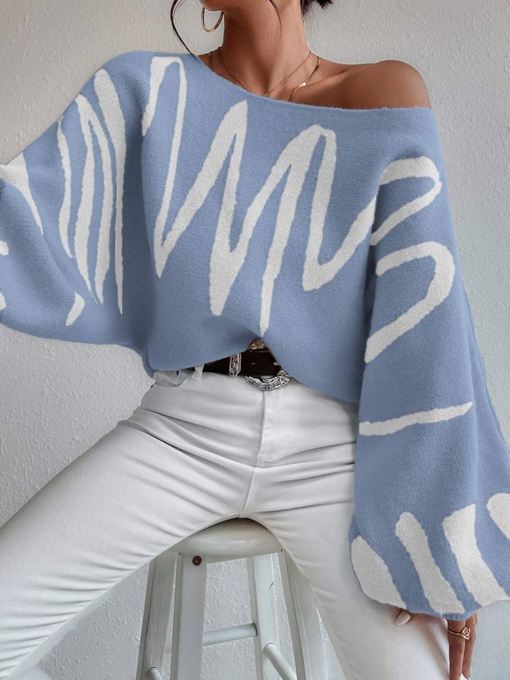 Flarix - Wholesale Knit Sweater - Women's - graphic pattern lantern sleeve sweater10