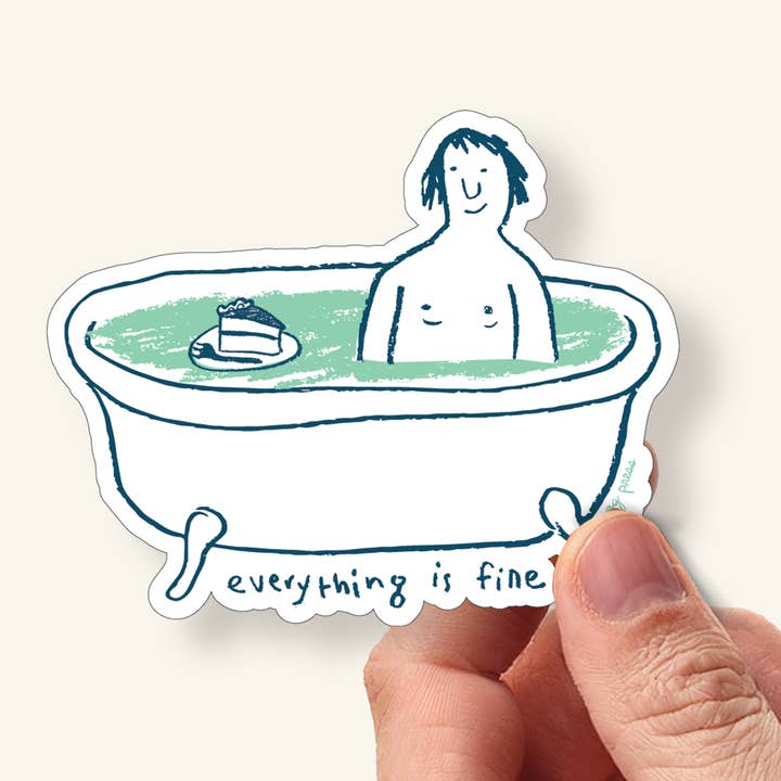 Everything Is Fine Bathtub Vinyl Sticker for wholesale by Egg Press Manufacturing