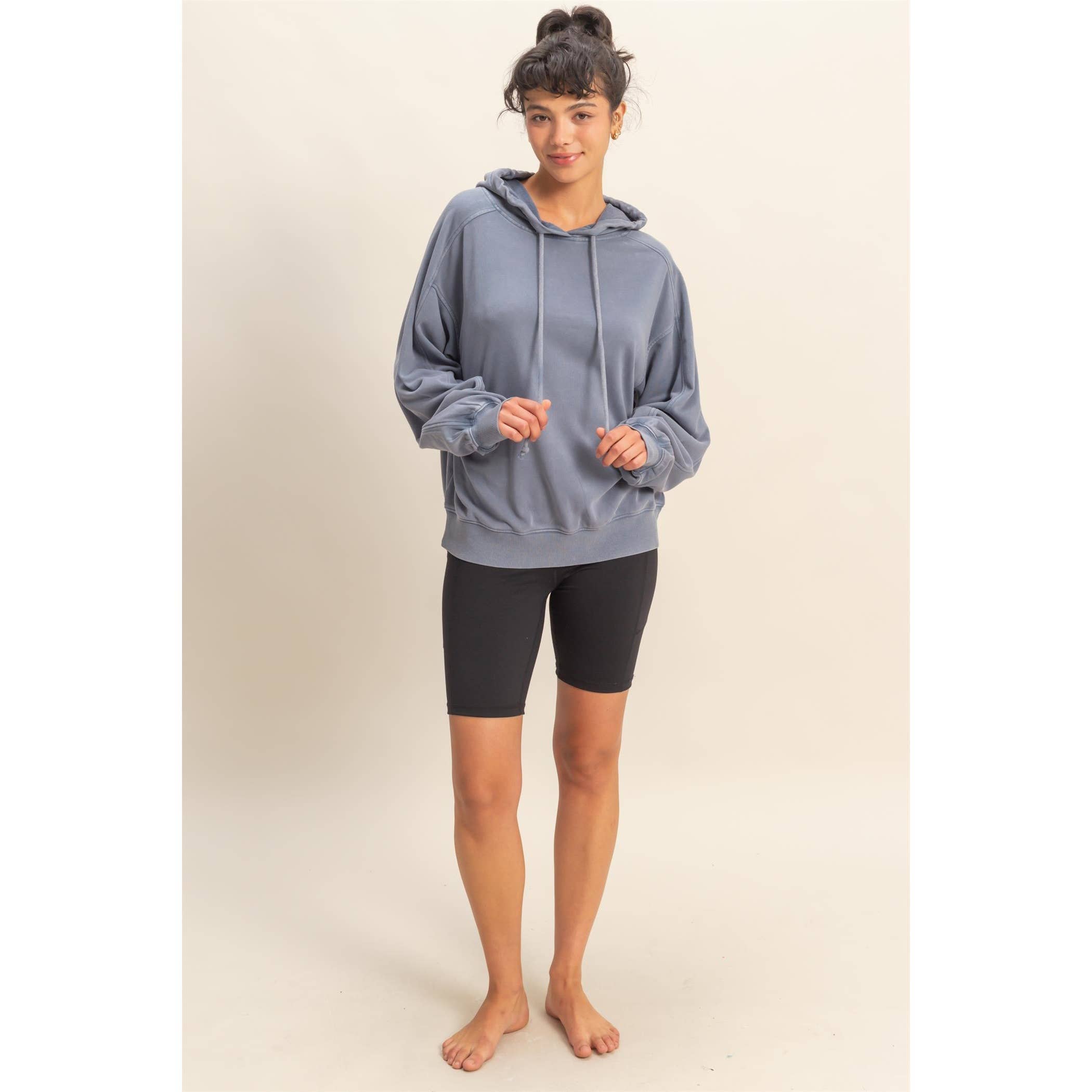 Double Zero - Wholesale Hoodie - Women's - Mineral Washed Seam Detail Hoodie10