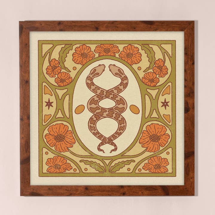 Snakes Print | Art Nouveau Floral Nature Themed Art Print for wholesale by Lately Studio