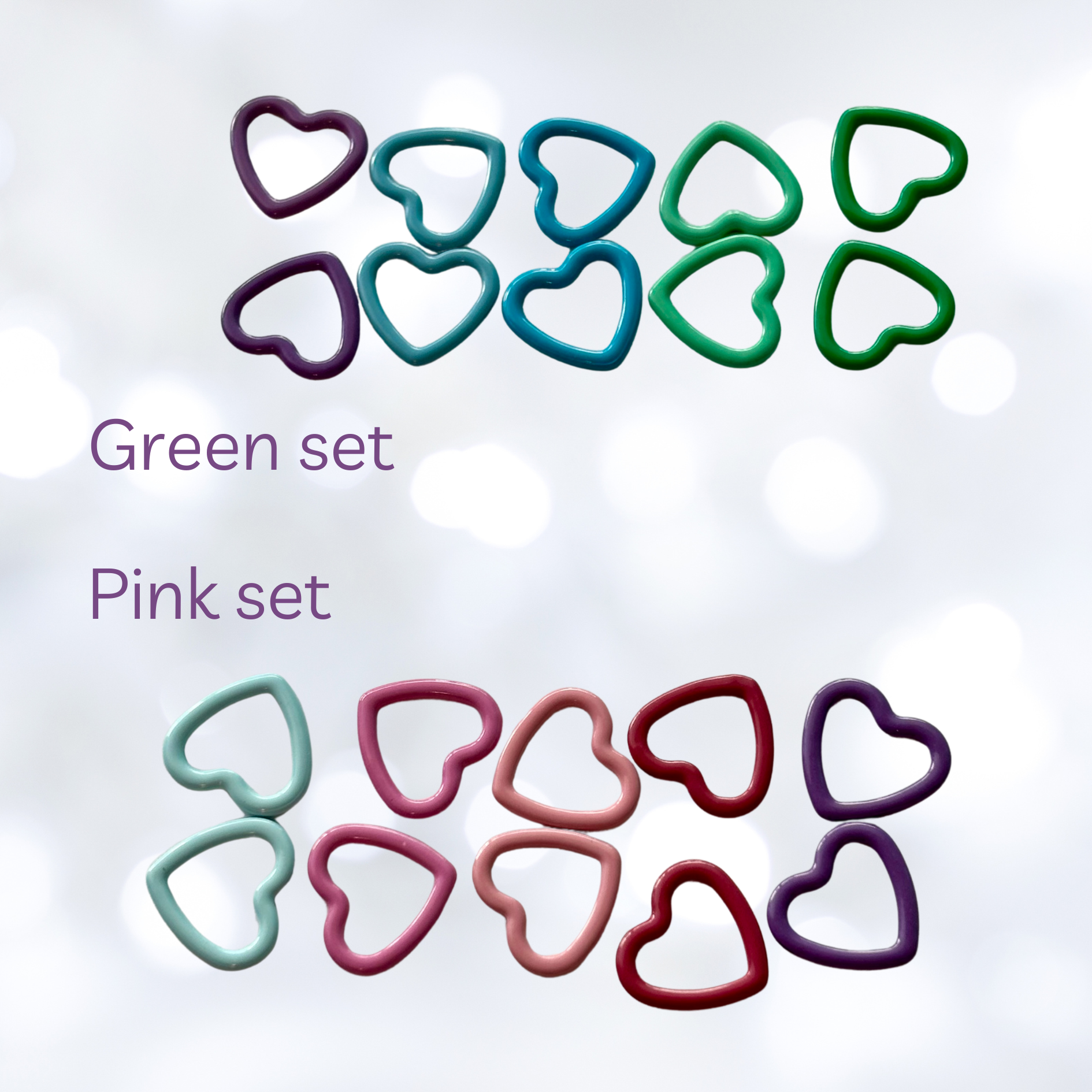 Comma Craft Co - Wholesale Knitting/Crochet Supplies - Basic Stitch Set Snag-Free Metal Stitch Markers Cat + Hearts1