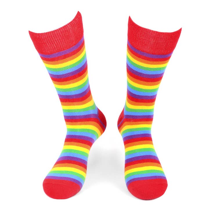 Selini New York - Wholesale Socks - Men's - Men's Rainbow Striped Novelty Socks - NVS19581