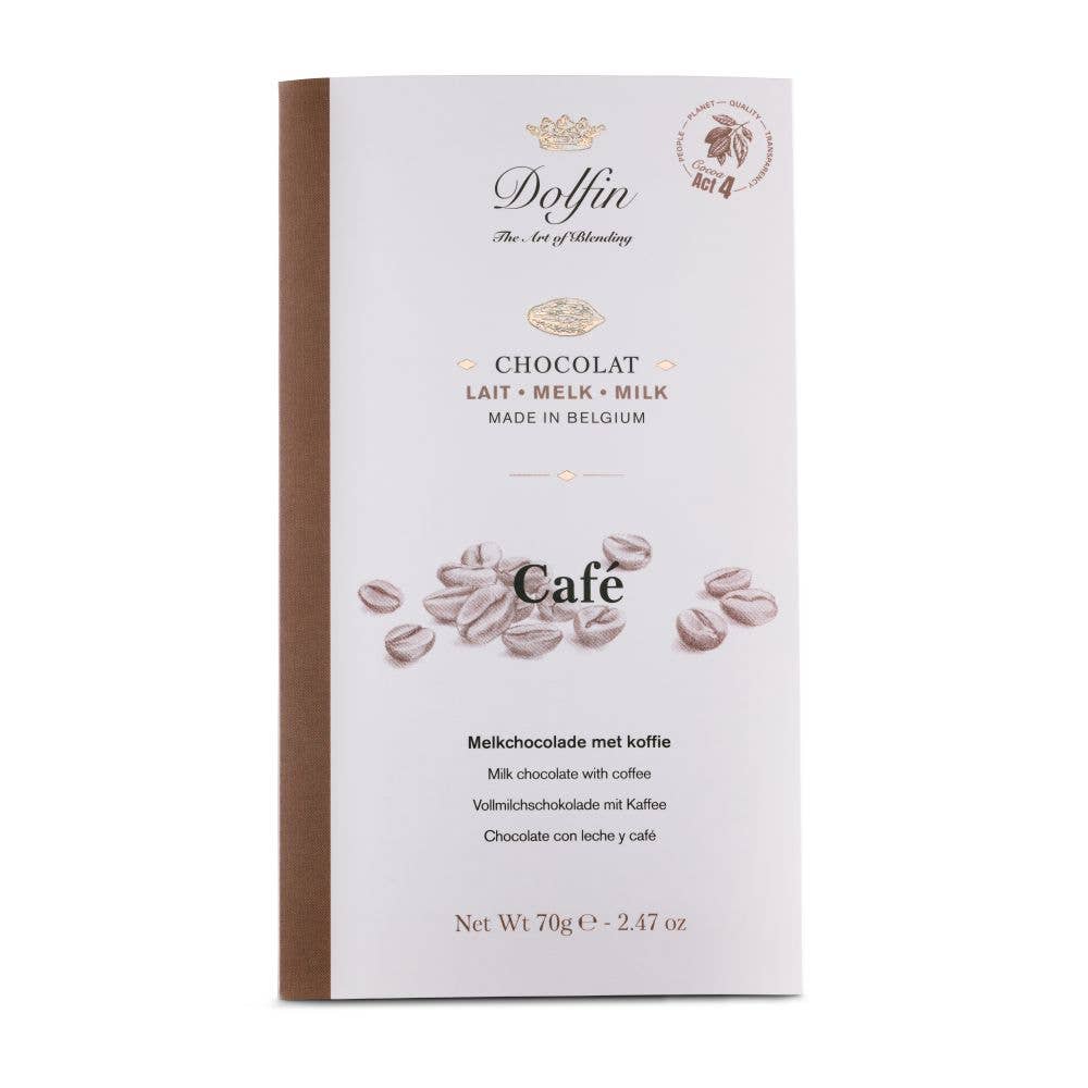 Dolfin - Vendita all'ingrosso Barretta di cioccolato - Tavoletta da 70 g - Cioccolato al latte e caffè0
