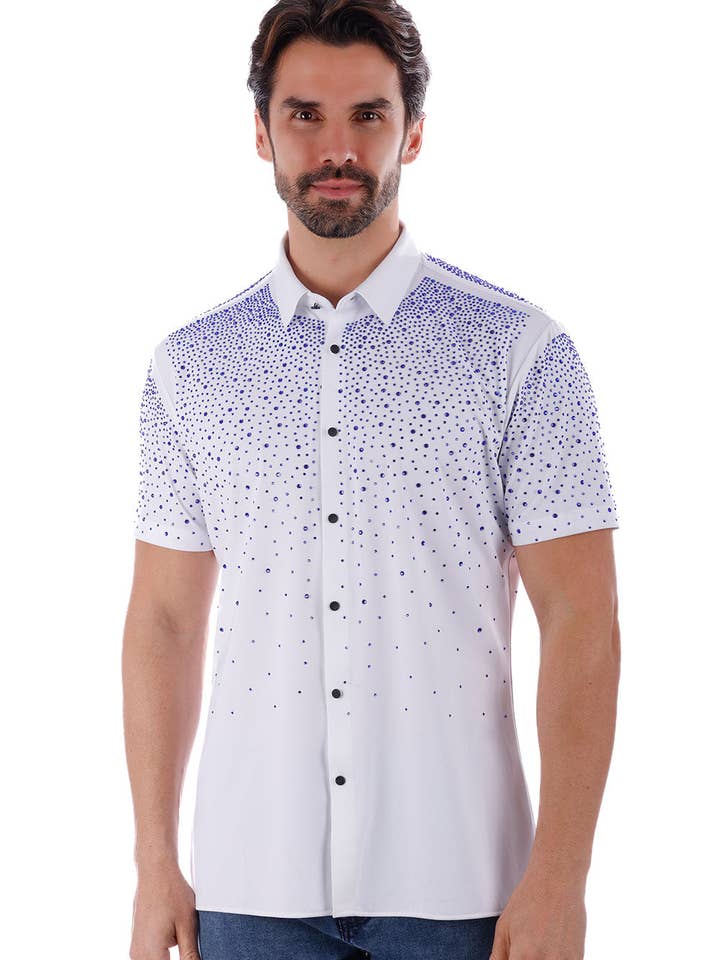 BARABAS - Wholesale Button Down Shirt - Men's - Men's Rhinestones Short Sleeve Shirts 4SST064