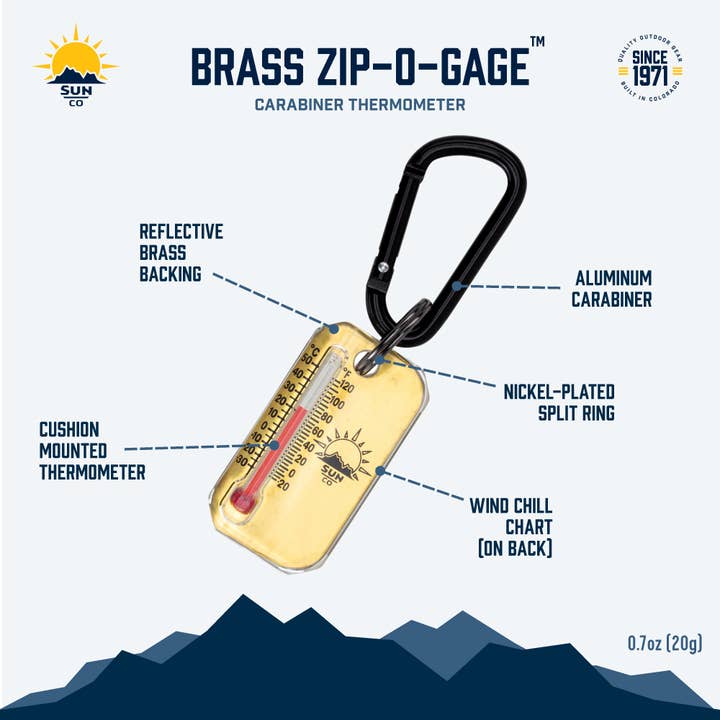 Big Discoveries / Sun Co. – Termómetro por atacado – Zip-o-gage - latão4